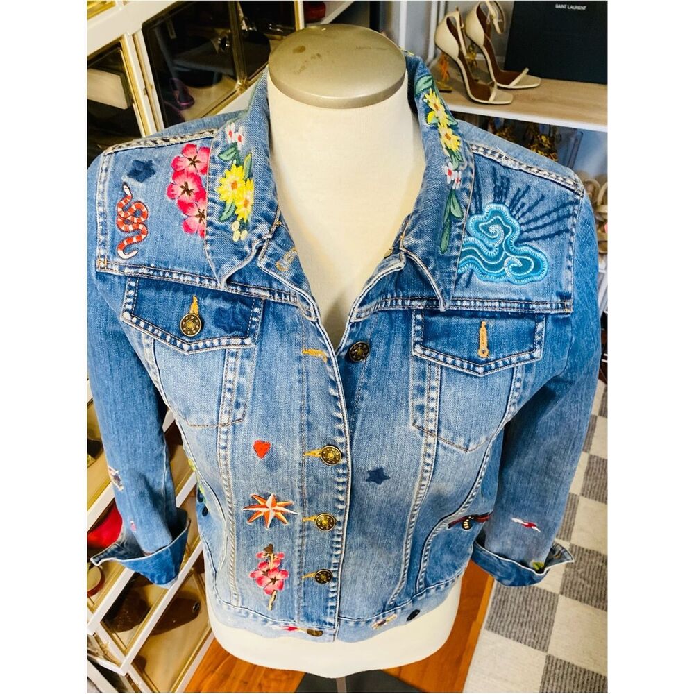 Gucci California Embroidered GG Denim Jacket Size Small - Picture 16 of 17